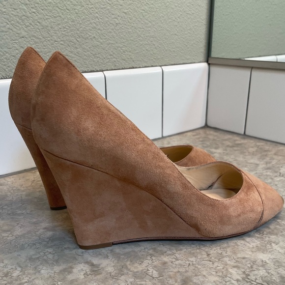 Kate Spade Tan Suede Crossover Wedge Pumps - Picture 6 of 13